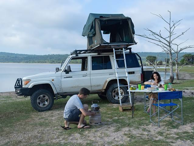 Rooftop tent car rental Rwanda camping-  4x4Kigali Car Rentals